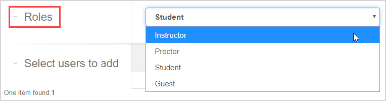 The Roles drop-down is in the Roles pane below the User Search pane.
